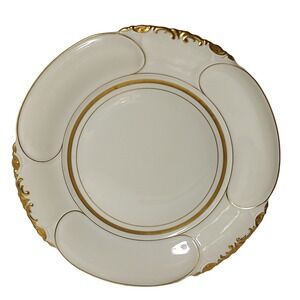 Vintage Schlottenhop Serving Platter Cream and Gold US Zone Bavaria 1940s 12.5in